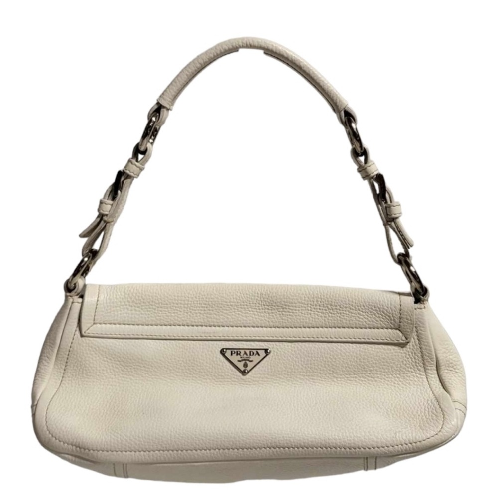 VINTAGE Prada White Leather Shoulder Bag